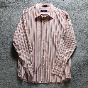 Austin Reed London Dress Shirt Size Large English Fit Red Blue Stripe